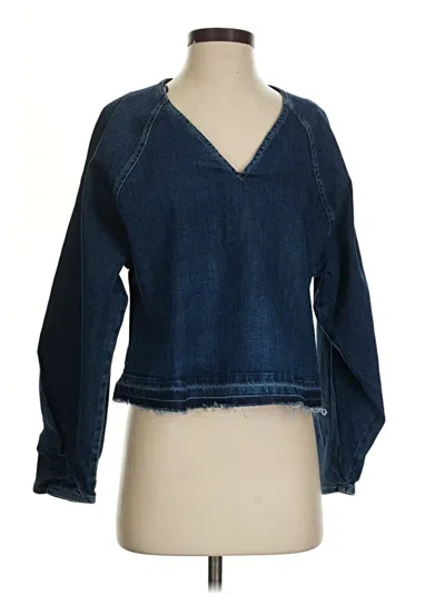 Pre-owned Zara 3/4 Sleeve Blouse In Blue