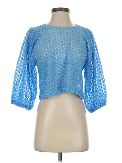 Pre-owned Zara 3/4 Sleeve Blouse In Blue