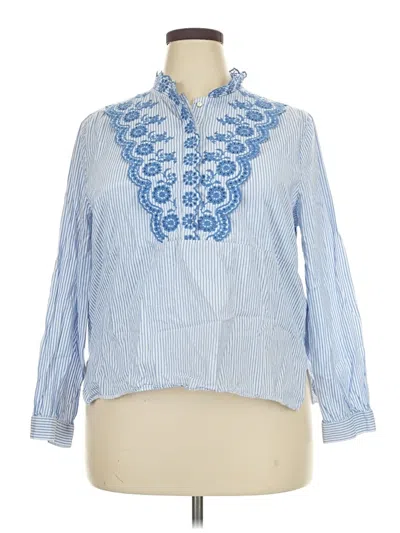 Pre-owned Zara 3/4 Sleeve Blouse In Blue