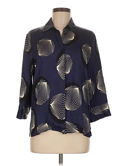 Pre-owned Zara 3/4 Sleeve Blouse In Blue