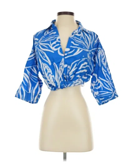 Pre-owned Zara 3/4 Sleeve Blouse In Blue