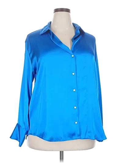 Pre-owned Zara 3/4 Sleeve Blouse In Blue