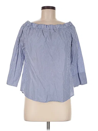 Pre-owned Zara 3/4 Sleeve Blouse In Blue