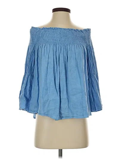 Pre-owned Zara 3/4 Sleeve Blouse In Blue