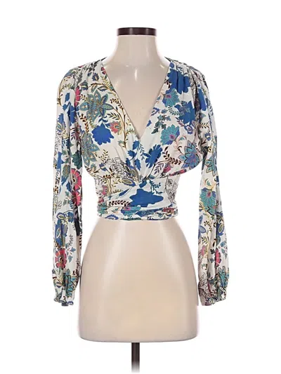 Pre-owned Zara 3/4 Sleeve Blouse In Blue
