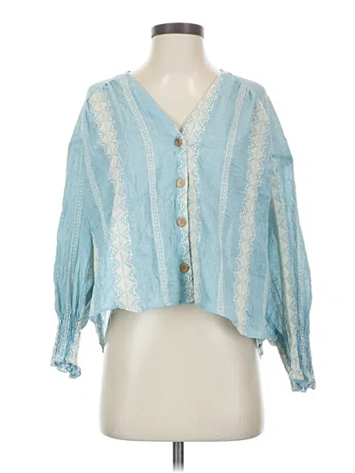 Pre-owned Zara 3/4 Sleeve Blouse In Blue