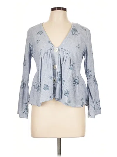 Pre-owned Zara 3/4 Sleeve Blouse In Blue
