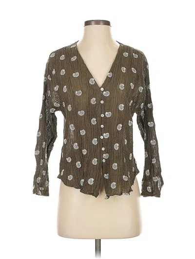 Pre-owned Zara 3/4 Sleeve Blouse In Brown