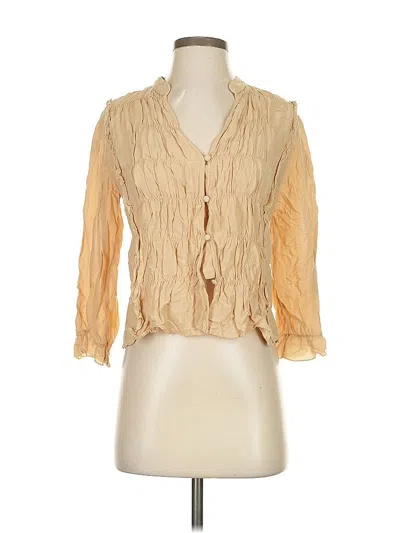 Pre-owned Zara 3/4 Sleeve Blouse In Brown