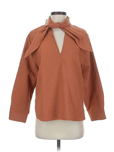 Pre-owned Zara 3/4 Sleeve Blouse In Brown