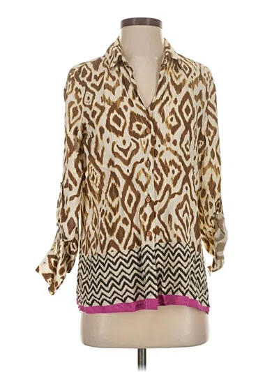 Pre-owned Zara 3/4 Sleeve Blouse In Brown