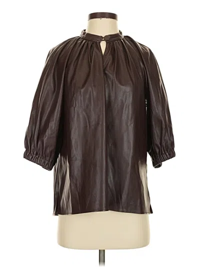 Pre-owned Zara 3/4 Sleeve Blouse In Brown