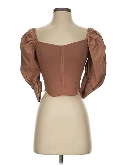 Pre-owned Zara 3/4 Sleeve Blouse In Brown