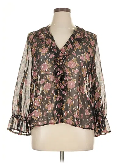 Pre-owned Zara 3/4 Sleeve Blouse In Brown
