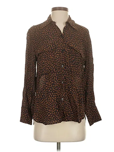 Pre-owned Zara 3/4 Sleeve Blouse In Brown