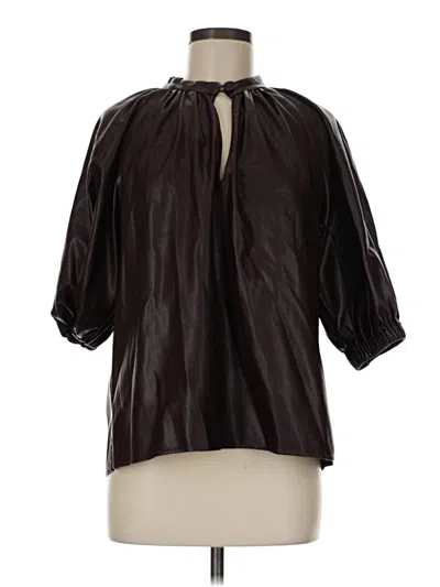 Pre-owned Zara 3/4 Sleeve Blouse In Brown
