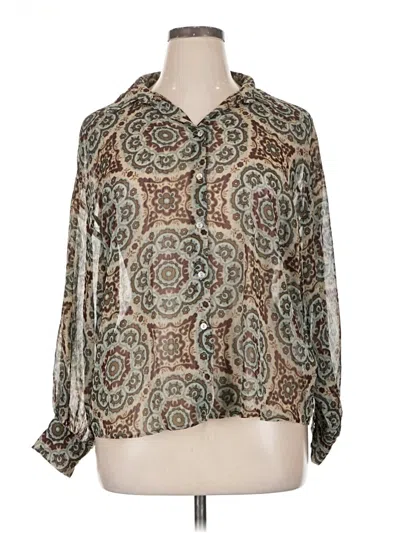 Pre-owned Zara 3/4 Sleeve Blouse In Brown