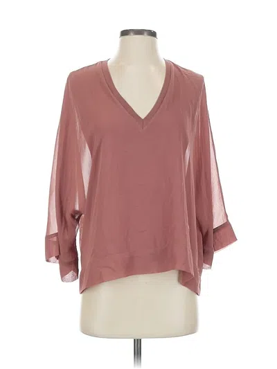 Pre-owned Zara 3/4 Sleeve Blouse In Burgundy
