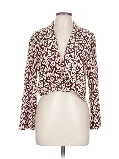 Pre-owned Zara 3/4 Sleeve Blouse In Burgundy