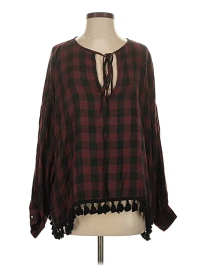 Pre-owned Zara 3/4 Sleeve Blouse In Burgundy