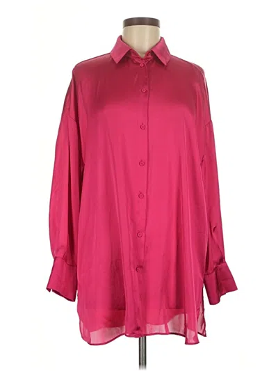 Pre-owned Zara 3/4 Sleeve Blouse In Burgundy