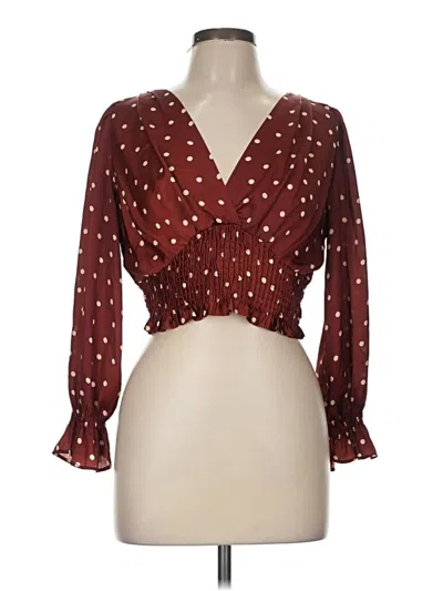 Pre-owned Zara 3/4 Sleeve Blouse In Burgundy