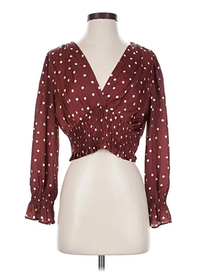 Pre-owned Zara 3/4 Sleeve Blouse In Burgundy