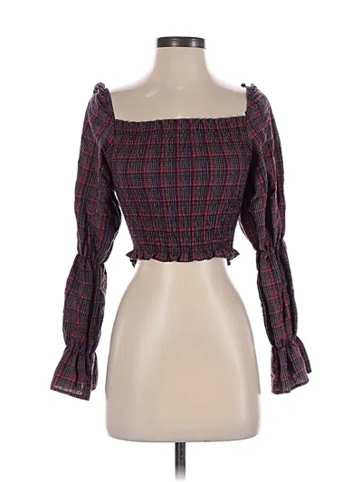 Pre-owned Zara 3/4 Sleeve Blouse In Burgundy