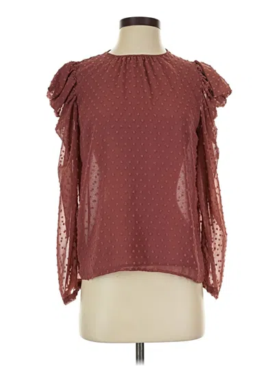 Pre-owned Zara 3/4 Sleeve Blouse In Burgundy