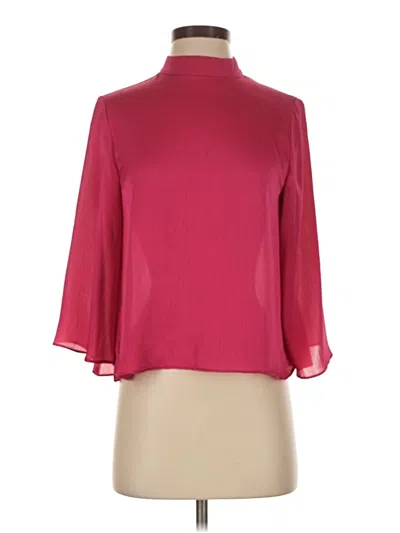 Pre-owned Zara 3/4 Sleeve Blouse In Burgundy