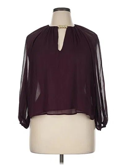 Pre-owned Zara 3/4 Sleeve Blouse In Burgundy