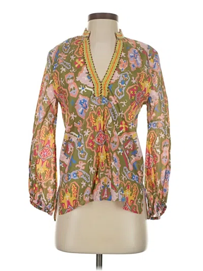 Pre-owned Zara 3/4 Sleeve Blouse In Gold