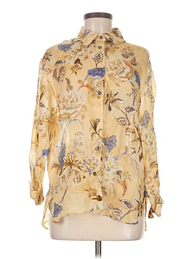Pre-owned Zara 3/4 Sleeve Blouse In Gold