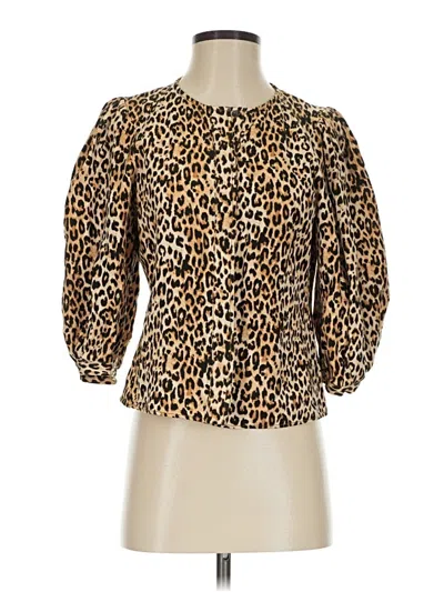 Pre-owned Zara 3/4 Sleeve Blouse In Gold