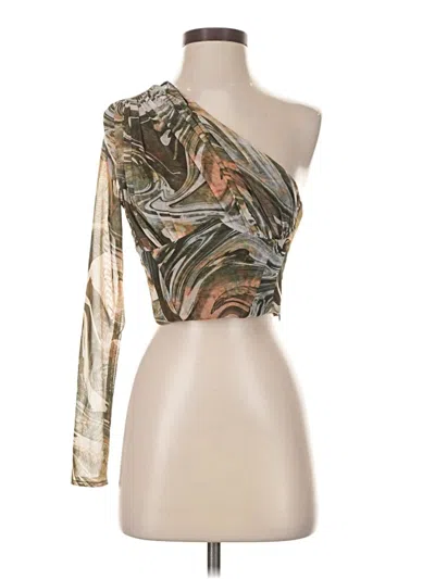 Pre-owned Zara 3/4 Sleeve Blouse In Gold