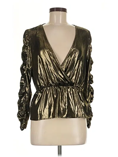 Pre-owned Zara 3/4 Sleeve Blouse In Gold