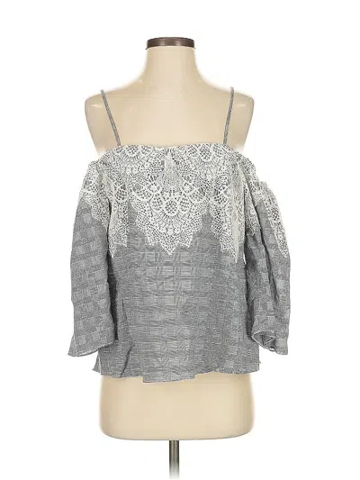 Pre-owned Zara 3/4 Sleeve Blouse In Gray
