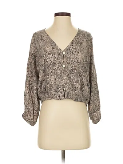 Pre-owned Zara 3/4 Sleeve Blouse In Gray
