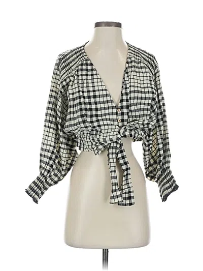 Pre-owned Zara 3/4 Sleeve Blouse In Gray