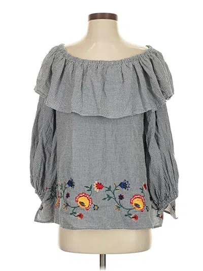 Pre-owned Zara 3/4 Sleeve Blouse In Gray