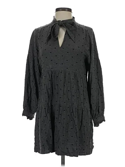 Pre-owned Zara 3/4 Sleeve Blouse In Gray