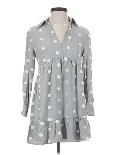 Pre-owned Zara 3/4 Sleeve Blouse In Gray