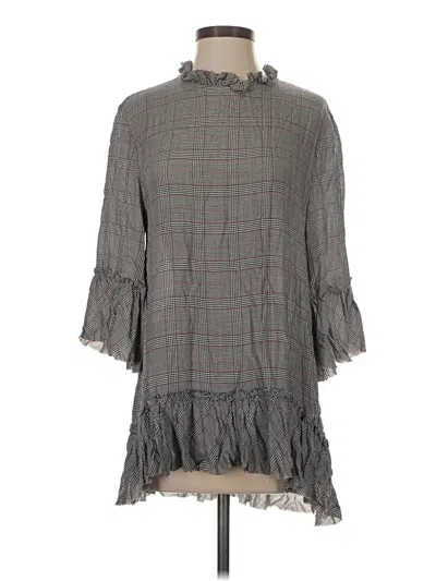 Pre-owned Zara 3/4 Sleeve Blouse In Gray