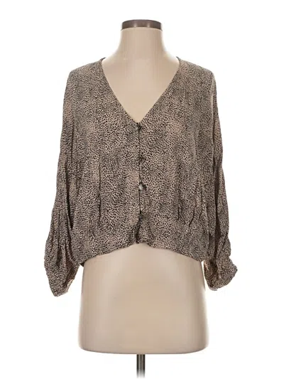 Pre-owned Zara 3/4 Sleeve Blouse In Gray