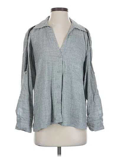 Pre-owned Zara 3/4 Sleeve Blouse In Gray