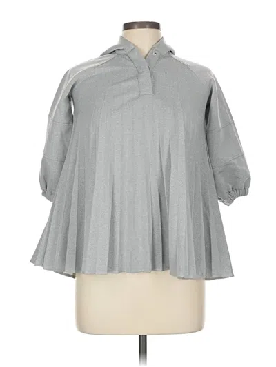 Pre-owned Zara 3/4 Sleeve Blouse In Gray