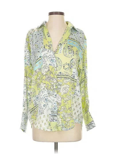 Pre-owned Zara 3/4 Sleeve Blouse In Green