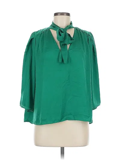 Pre-owned Zara 3/4 Sleeve Blouse In Green