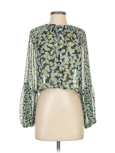 Pre-owned Zara 3/4 Sleeve Blouse In Green