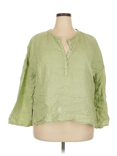 Pre-owned Zara 3/4 Sleeve Blouse In Green